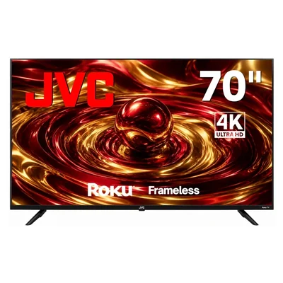 Smart TV JVC 70 Pulgadas 4K UHD LED Frameless Roku TV Dolby Audio WiFi 4 HDMI 2 USB Netflix YouTube Prime Modelo SI70URF