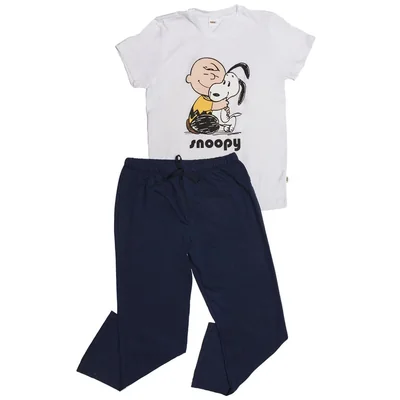 Pijama de Playera y Pantalón con Diseño Snoopy para Hombre