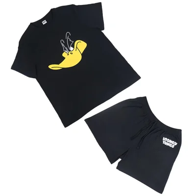 Pijama de Playera Manga Corta y Short con Diseño Looney Tunes Pato Lucas para Hombre