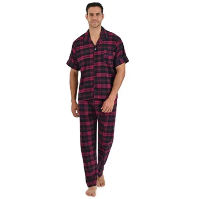 Pijama de Camisa Manga Corta y Pantalón con Diseño Cuadros Rojo Starwest para Hombre