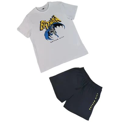 Pijama de Playera Manga Corta y Short con Diseño Batman para Hombre
