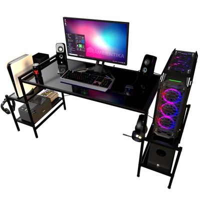 Escritorio Gamer Ambientika Modelo N Negro
