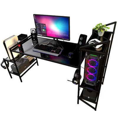 Escritorio Gamer Ambientika Modelo J Negro