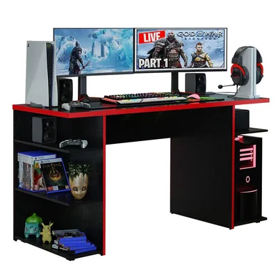Mesa Gamer Escritorio Para Computadora Madesa Negro/rojo