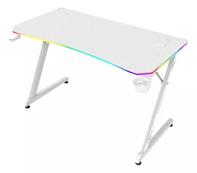Escritorio Gamer Balam Rush Ergonómico Olympus Spot Glow Pro Mrx8000 Blanco Estructura Z 120x60cm Soporta Hasta 100 Kg
