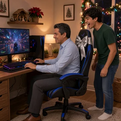 Silla Gamer Libitium Ergonómica Reclinable, Cojines Lumbar y Cervical, Giro 360°, Soporta 120 kg, Azul