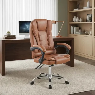 Silla Ejecutiva Premium Color Café Café Cuero Sintético