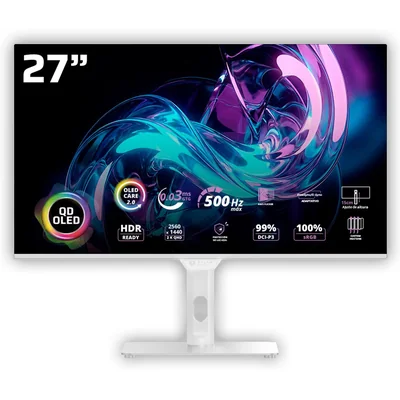 Monitor Gamer 27' Balam Rush Turbo Qd-oled Qhd 500hz 0.03ms Adaptive-sync Hdmi Dp Blanco Br-945998 Juegos Profesionales