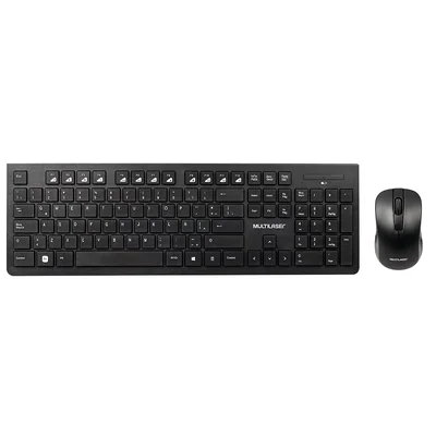 Teclado y Mouse Inalámbricos Slim Multilaser color Negro