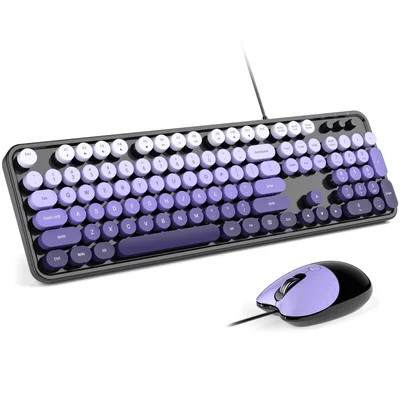 Conjunto Mofii De Teclado Y Ratón Negro Y Morado Tamaño Completo Usb - Venta Internacional.