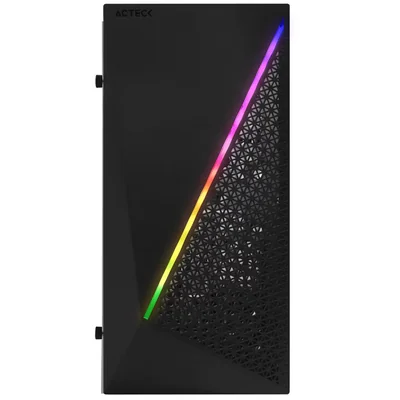 Gabinete Acteck Kioto Gc460 Micro Atx Fuente 500w Acrilico Rgb Micro Torre Usb 3.0 Ac-933070 color Negro
