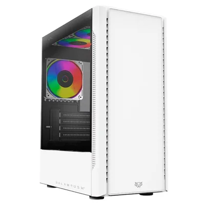 Gabinete Gamer BALAM RUSH NYX GI730 Micro ATX Mini Torre 3 Fan Cristal Templado RGB Blanco BR-936101