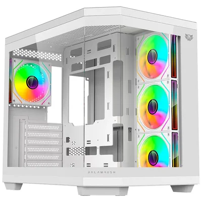 Gabinete Gamer Balam Rush Tank Master 9600 Tb Atx 4 Fan Argb Sin Bordes Usb-c Blanco Br-938686