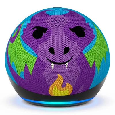 Asistente Virtual Alexa Amazon Echo Dot 5th Gen Kids color Púrpura Diseño Dragon