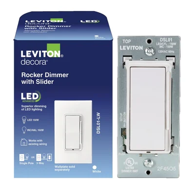 Interruptor Leviton Dsl01-lw Blanco Para Iluminación Led Y Halógena 150 W - Venta Internacional.