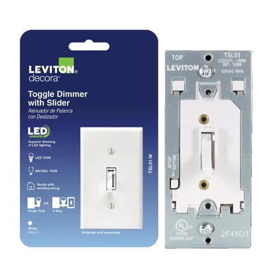 Interruptor Leviton Tsl01-w Blanco Atenuador Deslizante Para Led 150 W - Venta Internacional.
