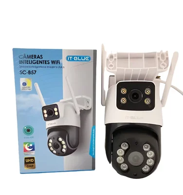 Cámara De Vigilancia 360º Inteligente Con 2 Lentes, Sensor de movimiento, Alarma, Wifi 6MP y Visión Nocturna.