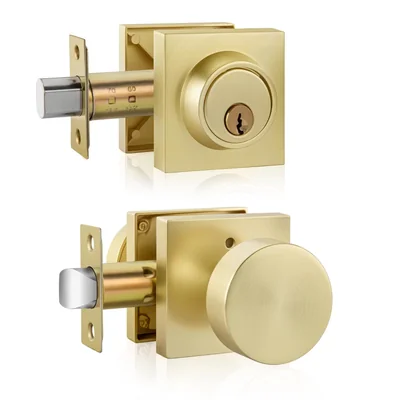 Perilla De Puerta Goldenwarm Cepillado Dorado Con Cerrojo - Venta Internacional.