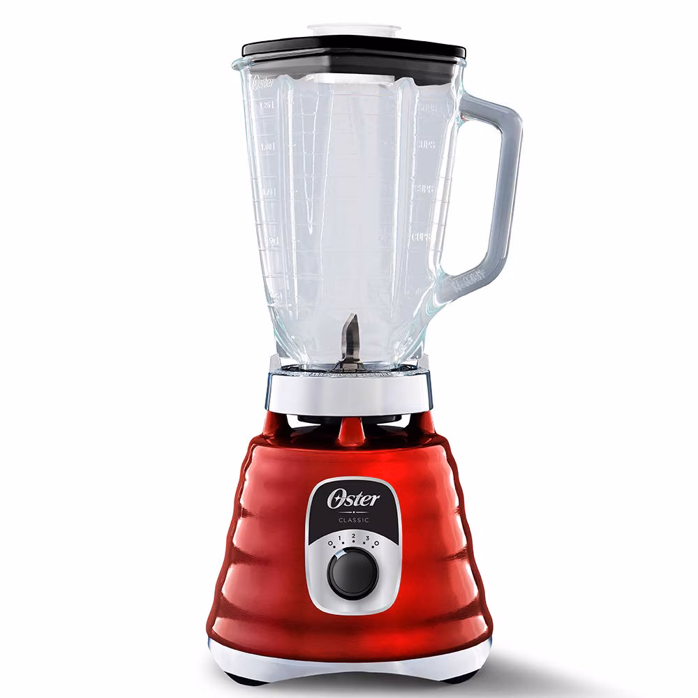 Oster Licuadora Clásica Roja 3 Velocidades Vaso De Vidrio Blst4126r013