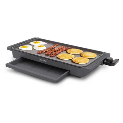 Plancha Eléctrica Greenpan Advanced Grafito Con Cajón Para Mantener Caliente Y Recubrimiento - Venta Internacional.