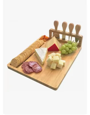 Tabla Para Quesos De Madera De Bambú 4 Cuchillos Utensilios