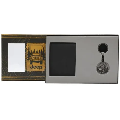 Estuche Billetera en Piel y Llavero de Metal Jeep para Hombre