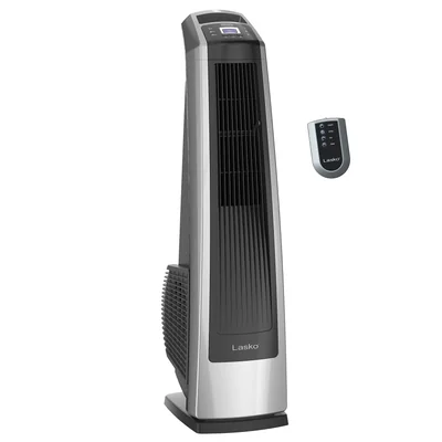 Lasko U35115 - Ventilador De Torre Oscilante De Alta Velocidad Para Recámara Cochera Sótano Y Gimnasio Con Control Remoto Tem