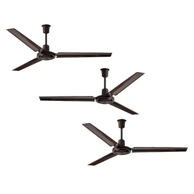 Set De 3 Ventiladores De Techo De 56 Pulgadas, Industriales De 75w, Con Control De Pared Y 3 Aspas
