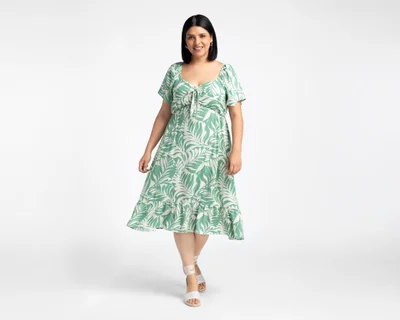 Vestido Casual Sahara Manga Corta con Olanes para Mujer