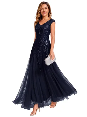 Vestido Ever-pretty Maxi Formal Con Lentejuelas - Venta Internacional.