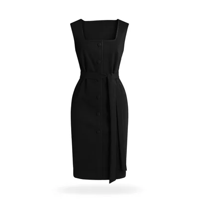 Vestido Gamuza De Botones Y Cinturon Negro