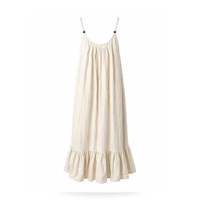 Vestido De Tirantes Largo De Manta Blanco