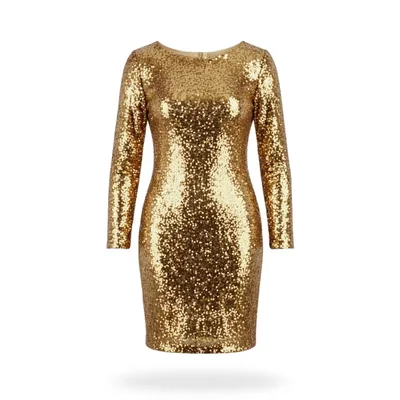 Vestido Lentejuela Dorado para Mujer
