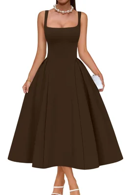 Vestido Memoriesea Swing A-line Midi Marrón - Venta Internacional.