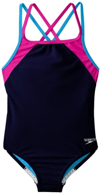 Traje De Baño Speedo De Una Pieza Espalda Cruzada Azul Marino Para Niña Talla 12 - Venta Internacional.