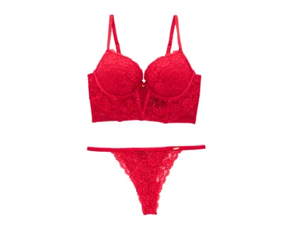 Coordinado de Encaje Copa Completa Rojo Jennifer Lopez