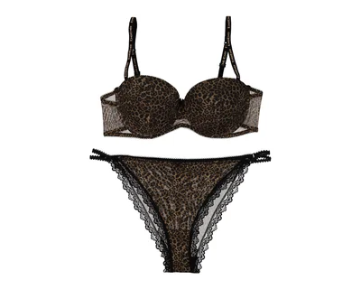 Coordinado de Encaje Copa Completa Animal Print Bebe