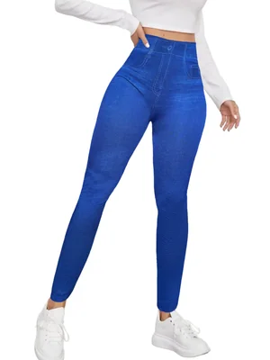 Leggings Estilo Mezclilla Lic-055-2 Azul D2 para Mujer