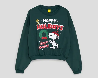 Sudadera Verde Peanuts para Mujer