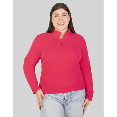 Sudadera Fleece Plus Size Para Mujer De Medio Cierre Greenlander Rosa