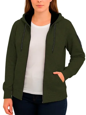 Sudadera Shendy Vendy con Capucha Afelpada Casual Verde para Mujer