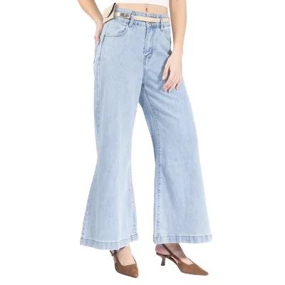 Jeans Baggy Fit Con Cinturón Forever 21 Bleach Para Mujer