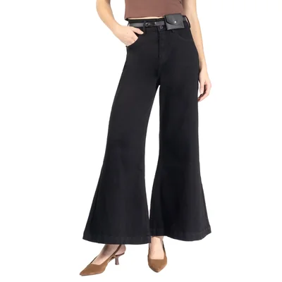 Jeans Baggy Fit Con Cinturón Forever 21 Negro Para Mujer