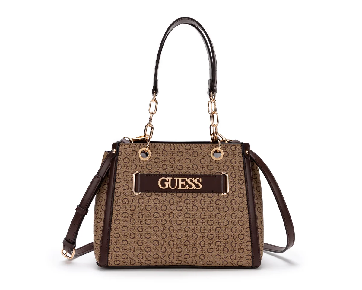Bolsa de Mano Guess Danica Café con Correa