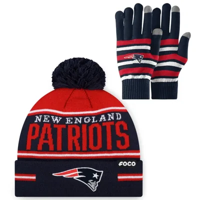 Bundle FOCO New England Patriots NFL guantes elásticos y gorro