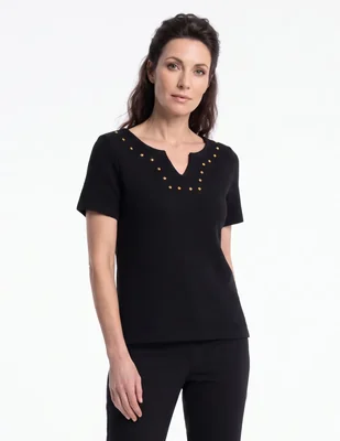 Playera manga corta cuello redondo para mujer