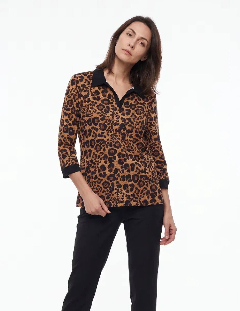 Playera manga 3/4 cuello V para mujer