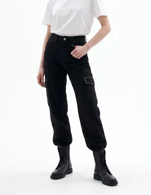 Jeans cargo wide leg para mujer