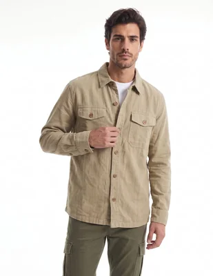 Camisa de vestir de algodón manga larga para hombre