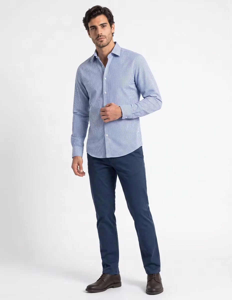 Camisa de vestir de algodón manga larga para hombre